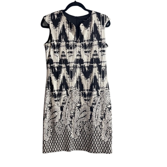 Lo’ Fassi black and white zigzag and paisley/diamond print dress 11/34 - Picture 1 of 8